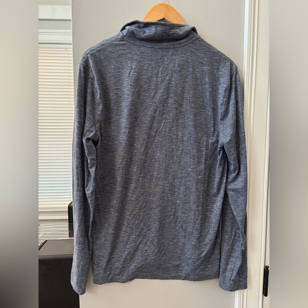 J. Crew Mens Heathered Blue Performance Quarter-Zip - Picture 4 of 5